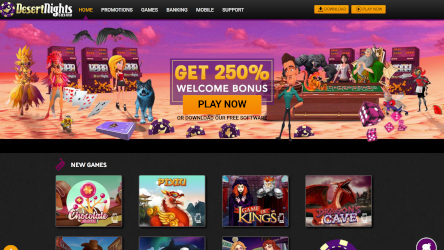 Screenshot of Desert Nights Casino website.
