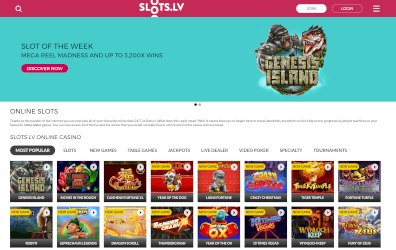 Screenshot of Slots.lv website.